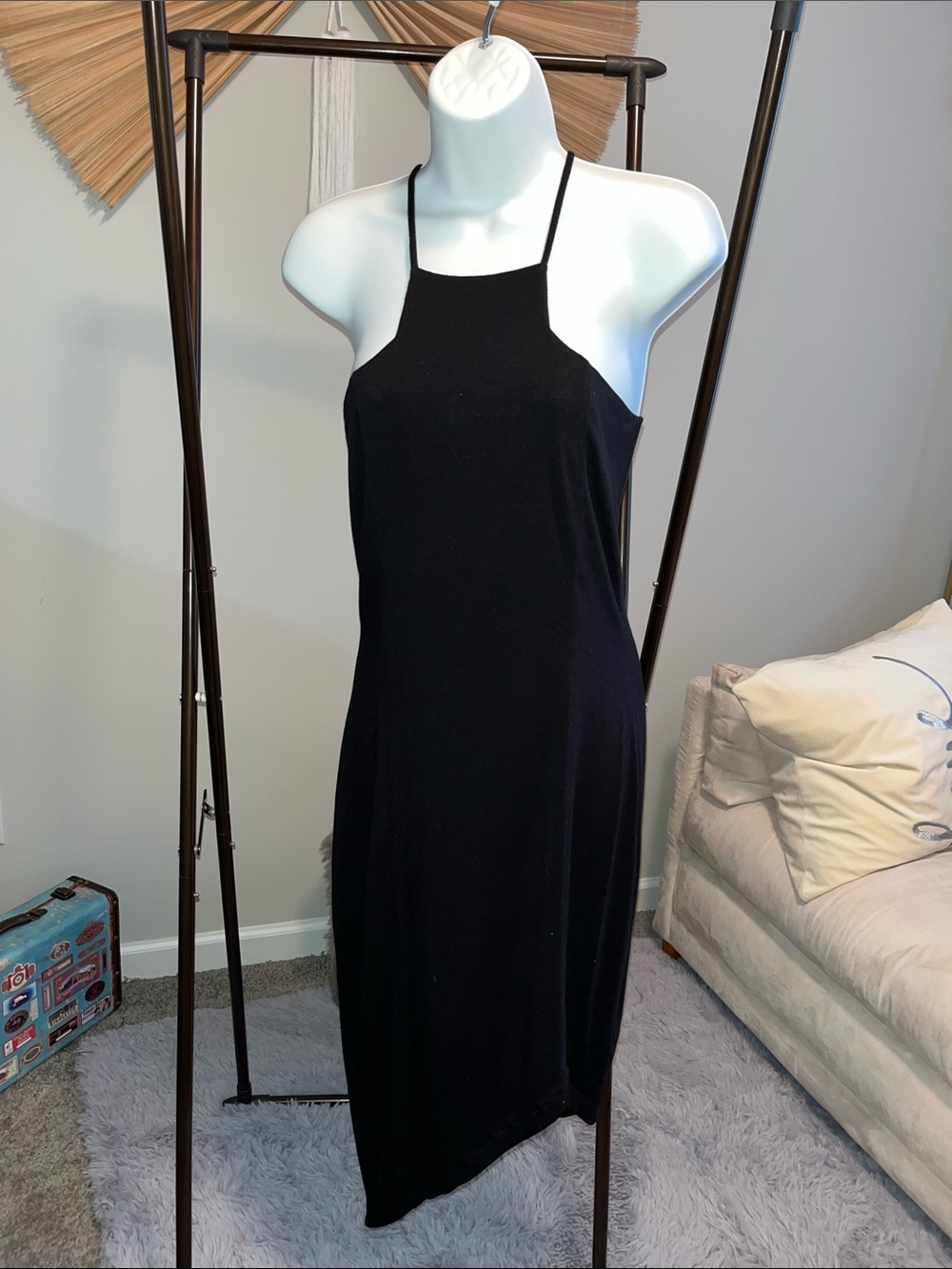 Express Black Halter Midi Dress